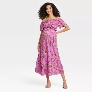 Women Floral Maternity Dress, L